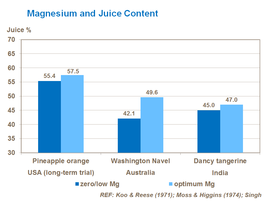 magnesium and citrus juice content