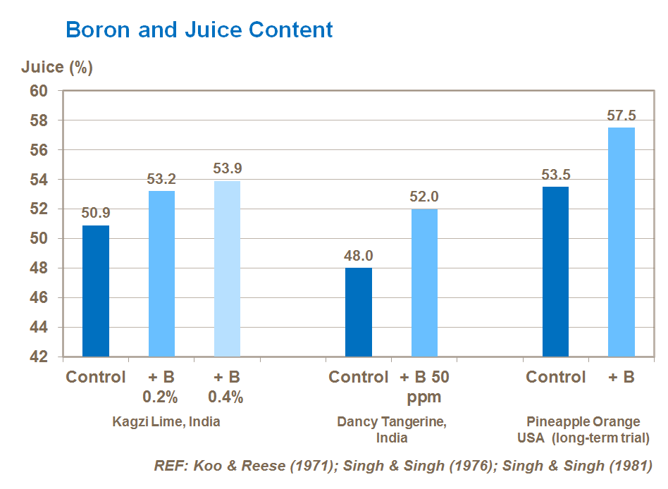 boron and citrus juice content