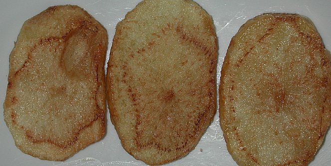 processing potatoes, potatoes browned when cooked